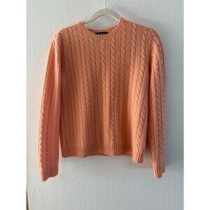 Ralph Lauren Cashmere Peach Cable-Knit Crewneck Sweater